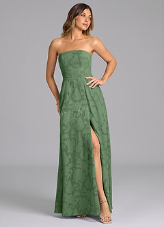 Azazie Wren Bridesmaid Dresses Eucalyptus A-Line Strapless Floral Burnout Dress image7