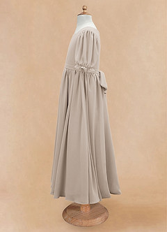 Azazie Joss Flower Girl Dresses Frost A-Line with Sleeves Chiffon Dress image7