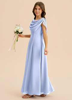 Azazie Lambie Junior Ice A-Line Pleated Chiffon Dress image4