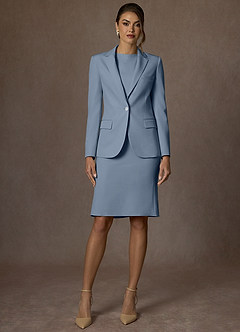 front Kennedy Azul Empoeirado Vestido estruturado com elastano