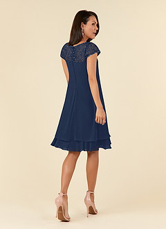 Azazie Tess Kleider für die Brautmutter Empire Pailletten Chiffon Kleid Dunkelmarine image3