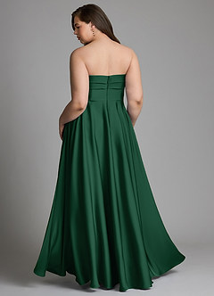 Azazie Meleena Final Sale Dark Green A-Line Strapless Stretch Satin Dress image8