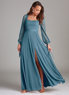 Azazie Leonia Bridesmaid Dresses Bermuda A-Line Long Sleeve Mesh Dress image2