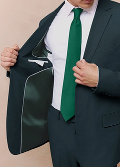 front Savile Dark Green Wool Blend Suit Jacket