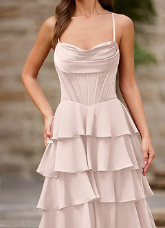 Rhythm Powder Pink Ruffled A-line Prom Dress image16