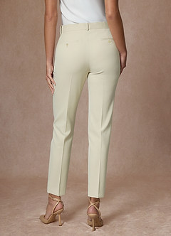 front Victoria Ivory Refined Weave Full Length Dress Pants