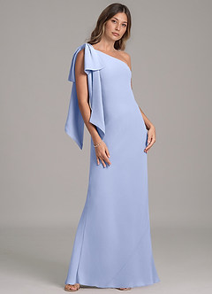 Azazie Capri Bridesmaid Dresses Ice A-Line One Shoulder Chiffon Dress image4