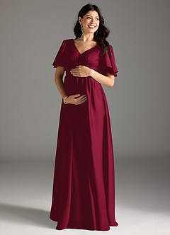 Azazie Verna Abiti da damigella d'onore premaman Abito A-Line Increspato Raso Elasticizzato Floor-Length image3