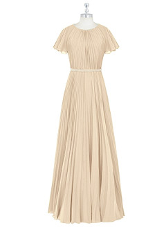 Azazie Kara Modest Bridesmaid Dresses A-Line Pleated Chiffon Floor-Length Dress image7