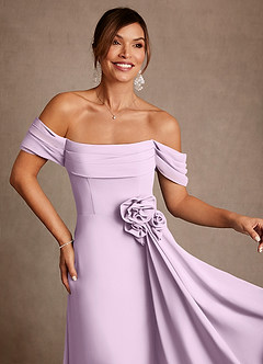 Azazie Amherst Mother of the Bride Dresses Frosted Lilac A-Line Off the Shoulder Chiffon Dress image6