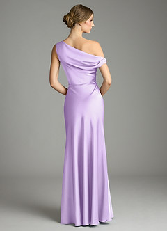 Azazie Emerson Bridesmaid Dresses Lilac Mermaid Off the Shoulder Stretch Satin Dress image2