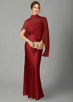 Azazie Jaleesa Bridesmaid Dresses Scarlet A-Line High Neck Stretch Satin Dress image5