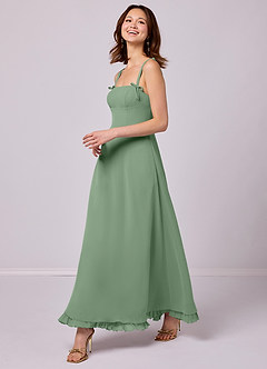 Barbie ♥ Azazie Brautjungfernkleider A-Linie Plissee Chiffon Kleid Matcha image4