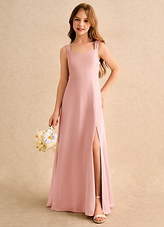 Azazie Makani Girls Formal Robe Demoiselle D'honneur Fillette Robe Trapèze en Mousseline de soie Encolure en Forme de Cœur Rosette image5