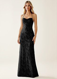 Angena Black Jacquard Open Back Summer Dress image5