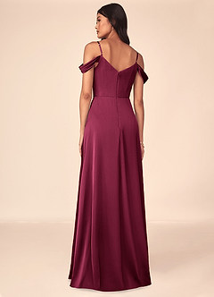 Azazie Ocean At-home Try On Dresses Rosette A-Line V-Neck Pleated Stretch Satin Dress image4