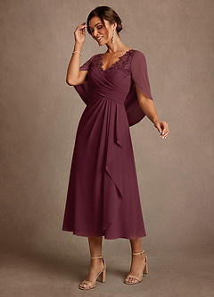 Azazie Forums Brudens mor kjoler A-Line Blonder Te-længde Kjole image3