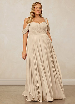 Christian Siriano Bridal for Azazie 1013 Bridesmaid Dresses Champagne A-Line Off the Shoulder Chiffon Dress image10