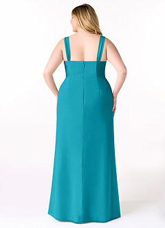 Azazie Denice Bridesmaid Dresses Jade Sheath Pleated Chiffon Dress image2