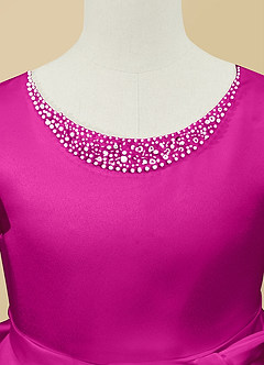 Azazie Jewel Flower Girl Dresses Fuchsia Ball-Gown Pleated Matte Satin Dress image8