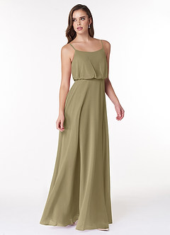 Azazie Lupe Bridesmaid Dresses Moss Green A-Line Scoop Blouson Chiffon Dress image4