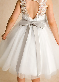 Azazie Lettie vestidos de niña de las flores Vestido de Marfil Escarcha de Encaje de Princesa image5