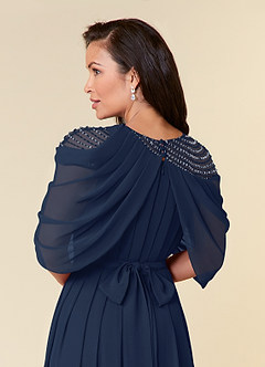 Azazie Olena Mother of the Bride Dresses Dark Navy A-Line Sequins Chiffon Dress image6