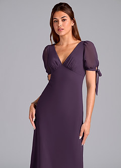 Azazie Pheby Brautjungfernkleider A-Linie Plissee Chiffon Kleid Pflaume image2