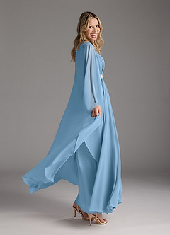 Azazie Drew Mère de la mariée Robes Robe Trapèze en Mousseline de soie Plissée Acier Bleuté image7