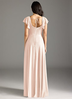Azazie Bondi Bridesmaid Dresses Blushing Pink A-Line Ruched Mesh Dress image8