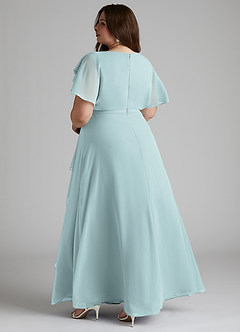 Azazie Aaliyah vestidos de dama de honor modestos Vestido de Corte En A Plisado Scoop Hasta el suelo Gasa image9