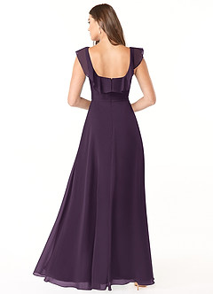 Azazie Jinny Brautjungfernkleider A-Linie Quadratischer Ausschnitt Gerüscht Chiffon Kleid Pflaume image2