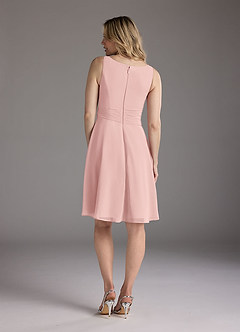 Azazie Shirley Mother of the Bride Dresses Powder Pink A-Line Scoop Pleated Chiffon Dress image6