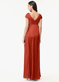 Azazie Allessia Maternity Bridesmaid Dresses A-Line Pleated Stretch Satin Floor-Length Dress image2