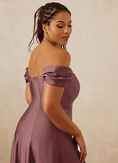 Christian Siriano Bridal for Azazie 1002 Bridesmaid Dresses Vintage Mauve A-Line Off the Shoulder Stretch Satin Convertible Dress image10