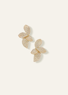 Shiny Diamond Leaf Earrings