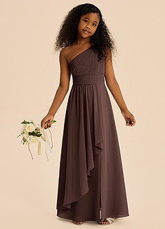 Azazie Skye Junior Ganache A-Line Pleated Chiffon Dress image2