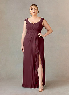 Azazie Edelin Mother of the Bride Dresses Cabernet A-Line Sweetheart Neckline Pleated Mesh Dress image8