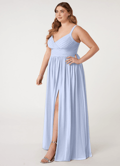Azazie Chanel Brautjungfernkleider A-Linie Plissee Chiffon Kleid Eis image10