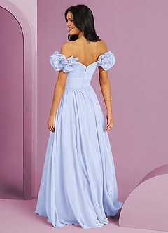Barbie ♥ Azazie Robes de demoiselle d'honneur Robe Trapèze Convertible en Mousseline de soie Épaule décolletée Lavande image2