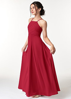 Azazie Ginger Junior Scarlet A-Line Pleated Chiffon Dress image6