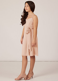 Azazie Doll Junior Amethyst A-Line Bow Chiffon Dress image3