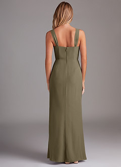Azazie Denice Bridesmaid Dresses Willow Green Sheath Pleated Chiffon Dress image2