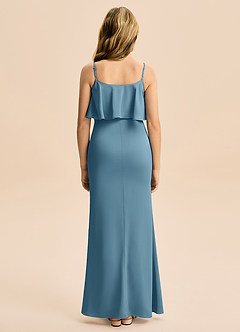 Azazie Galene Junior Mrenneito Joustava satiini Lattian pituus Nuorempi morsiusneito Pukeutua image2