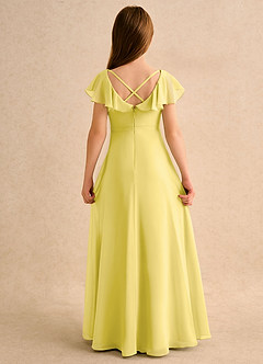Azazie Nari Girls Formal Flower Girl Dresses Canary A-Line with Sleeves Chiffon Dress image7