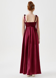 Azazie Rosey Junior A라인 메탈릭 새틴 플로어 길이 주니어 신부 들러리 드레스 드레스 image7