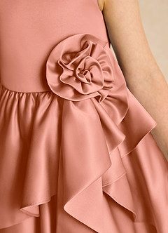 Azazie Hermia Blumenmädchenkleider A-Linie ärmellos Matte Satin Kleid Mai Tai image6