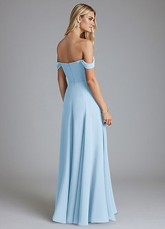 Azazie Seriana Robes de demoiselle d'honneur Robe Trapèze en Mousseline de soie Épaule décolletée Bleu Ciel image2