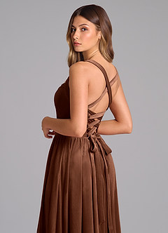 Azazie Francis Bridesmaid Dresses Umber A-Line Corset Velvet Dress image2