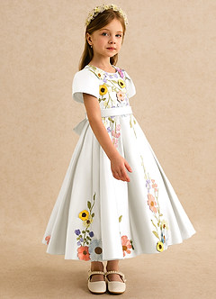 Azazie Haya Jurken voor bloemenmeisjes A-Lijn Jurk van Kant Ivoor image5